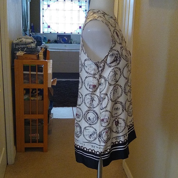 S'MaxMara silk sleeveless vacation print blouse size 4 - Picture 3 of 10